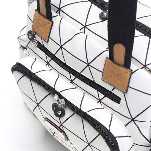 حقيبة جلد والقماش -الأبيض السداسي