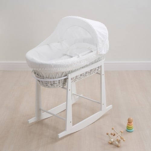 سلة موسى مع حامل هزاز أبيض