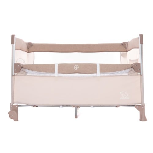 سرير ومحبس مع طاولة تغيير - بيج