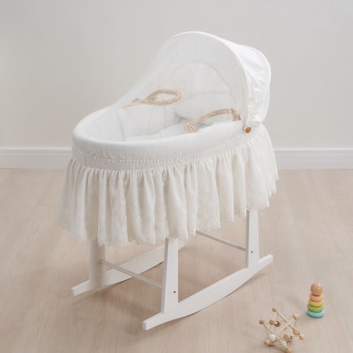 سلة موسى دانتيل مع حامل هزاز ابيض