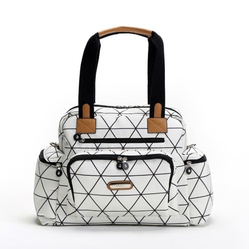 حقيبة جلد والقماش -الأبيض السداسي