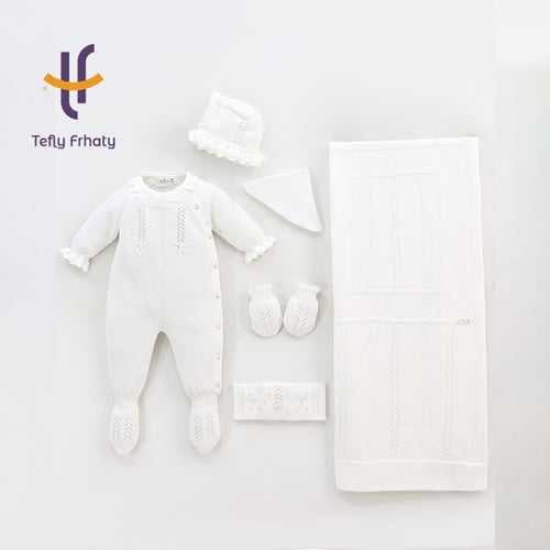 طقم استقبال تركي 6 قطع - اوف وايت