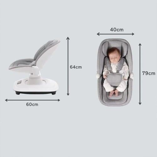 مهد أطفال كهربائي متعدد الوظائف - رمادي فاتح