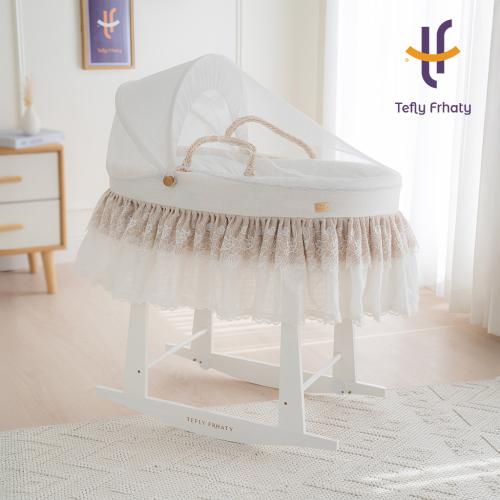 سلة موسى دانتيل مع حامل هزاز أبيض