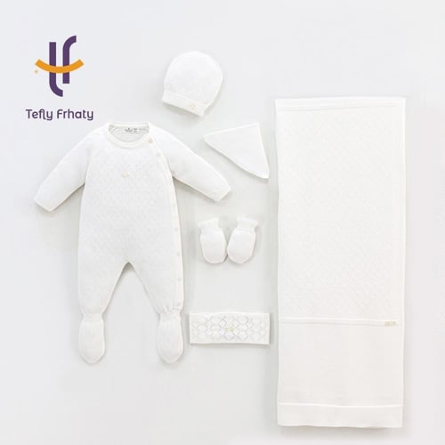 طقم استقبال تركي 6 قطع - اوف وايت