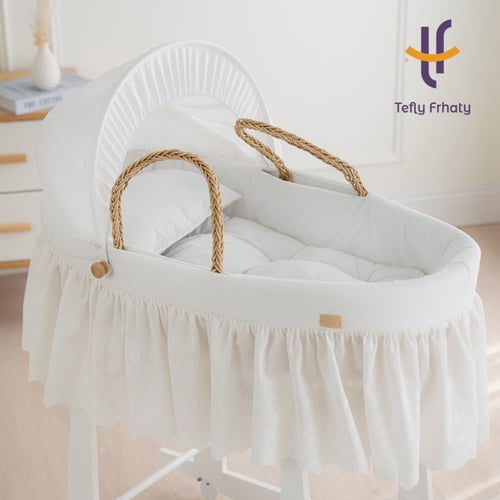 سلة موسى دانتيل مع حامل هزاز خشبي