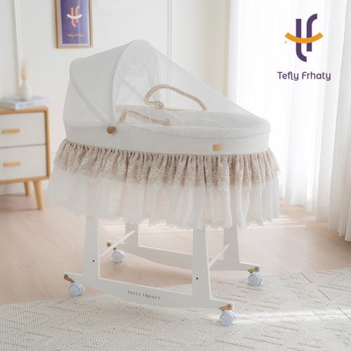 سلة موسى دانتيل مع حامل هزاز أبيض