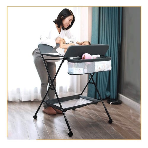 طاولة تغيير قابلة للطي - رمادي