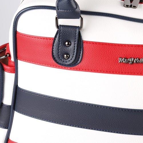 حقيبة جلد بتصميم مخطط - أحمر