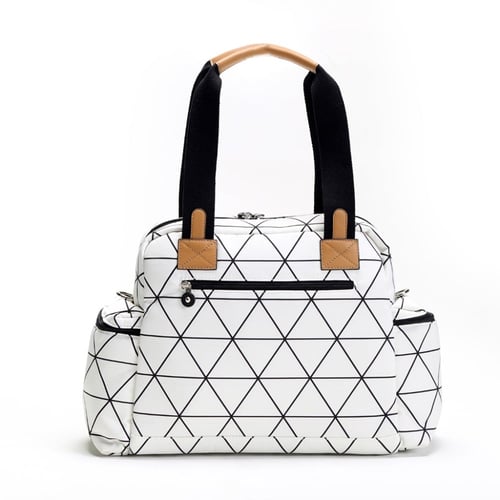 حقيبة جلد والقماش -الأبيض السداسي