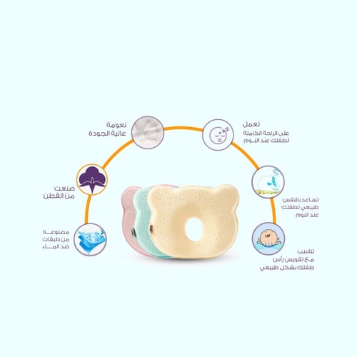 مخدة تعديل رأس الطفل مصنوعة من القطن تناسب تقويس ا...