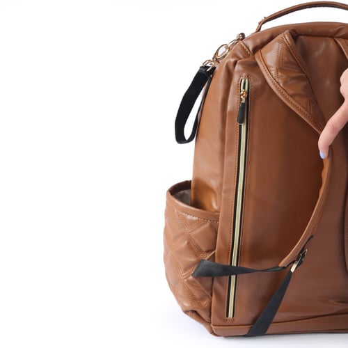 حقيبة ظهر جلد - بني