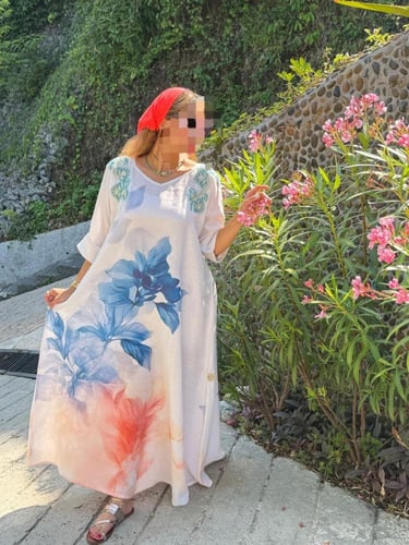 ثوب شيفون حرير طبيعي مع شك يدوي مع بطانه حرير ستان