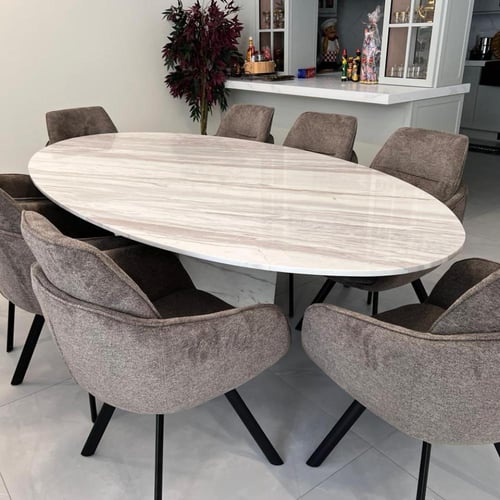 طاولة طعام رخام يوناني فولكاس مستديرة