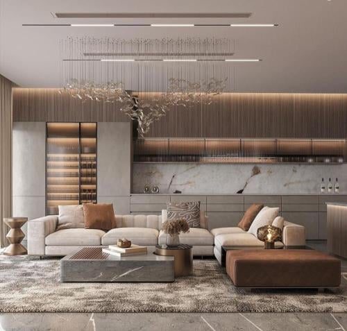 طاولة قهوة وسط من الرخام الطبيعي مع طاولة خدمة