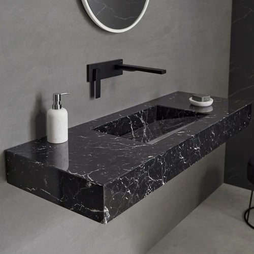 مغسلة رخام طبيعي ماركينا اسود اسباني