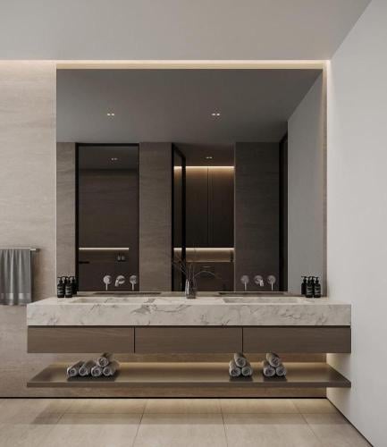 مغسلة رخامية بادراج خشب