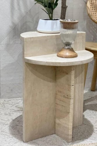 طاولة قهوة رخام دائرية مع كسرة