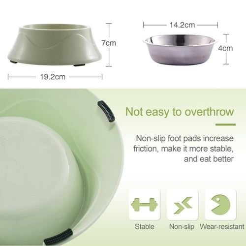 صحن للاكل والماء استيل مع قاعده بلاستيك غير قابله...