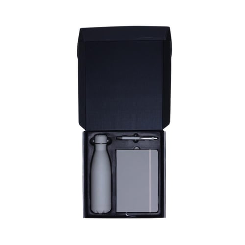 مجموعة هدايا من زجاجة ، دفتر ملاحظات وقلم من الفول...