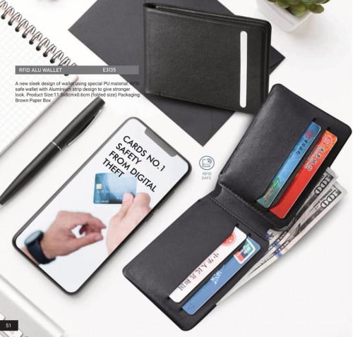 E 3135-1 RFID WALLET-Black محفظة RFID الآمنة