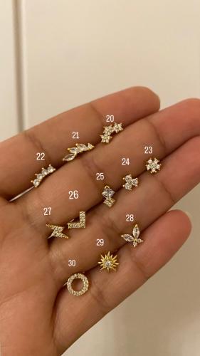 حلقان piercings مطليه ذهب