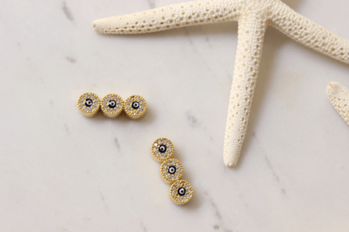 7x20mm 24k Shiny Gold Charms, Evil Eye Charms