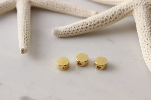 7mm 24 k Shiny Gold Plated Spacer Beads , Round Be...