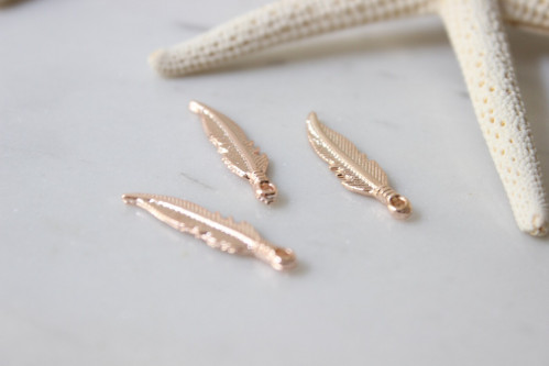 5x25mm Rose Gold Plated Leaf Charms
