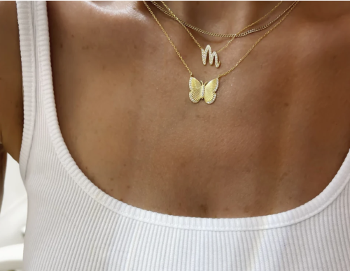 سلسلة فراشة مطلي ذهب