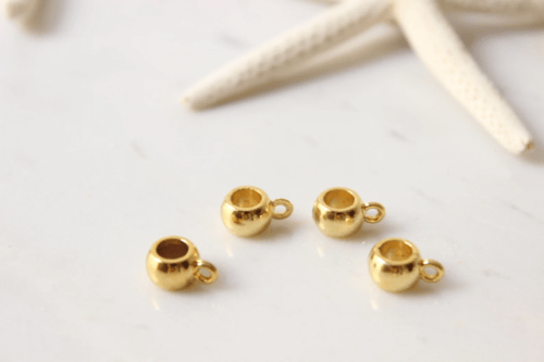 Shiny Gold Beads, two hole , Round Beads, Spacer B...