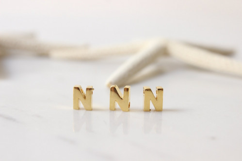 6x7mm " N " 24k Shiny Gold Letters, Letter Charms