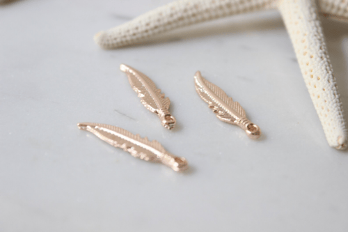 5x25mm Rose Gold Plated Leaf Charms