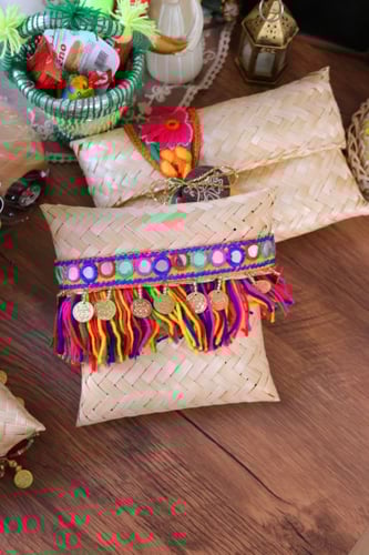 شنط خوص وسط مربع