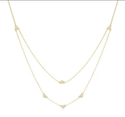 عقد فضه مطلي ذهب