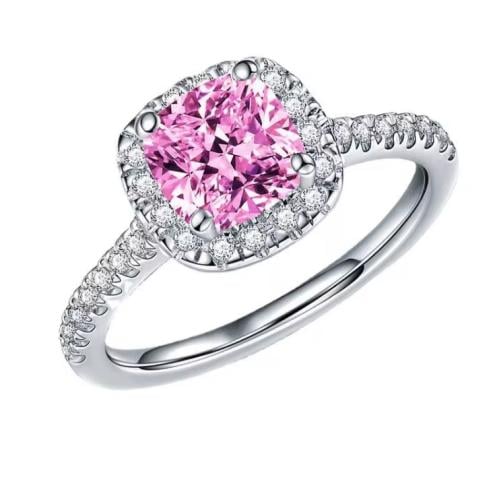 خاتم مربع وردي فضه عيار 925