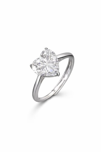 خاتم فضه قلب كبير