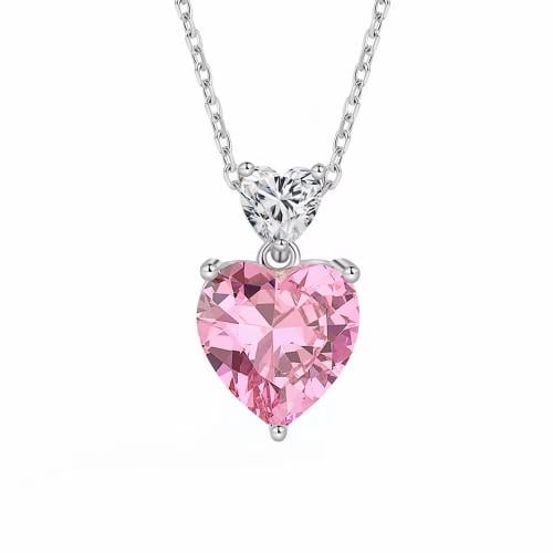 عقد قلب وردي زيركون