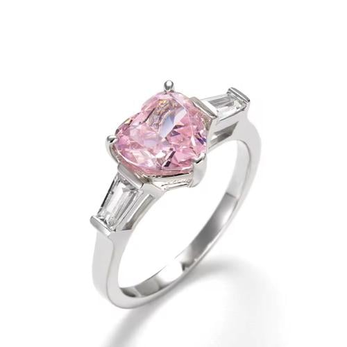 خاتم قلب وردي فضه عيار 925