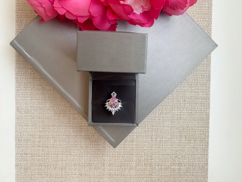 خاتم فضه مرصع باحجار الزيركون تصميم الماس