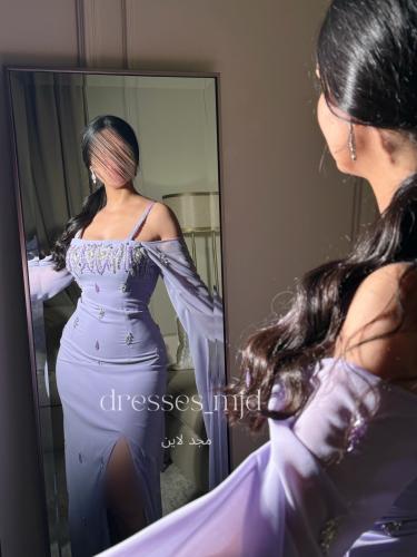 فستان ميلا شيفون وشك يدوي