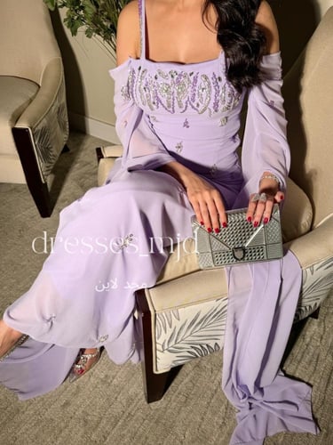 فستان ميلا شيفون وشك يدوي