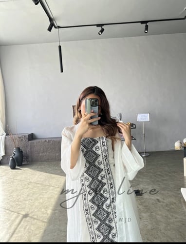 جلابية غادة ، قطعتين ابيض تطريز اسود