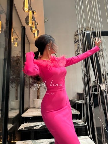 فستان غدير "لونين اسود وفوشي"