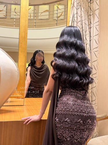 فستان شجون مطرز خرز