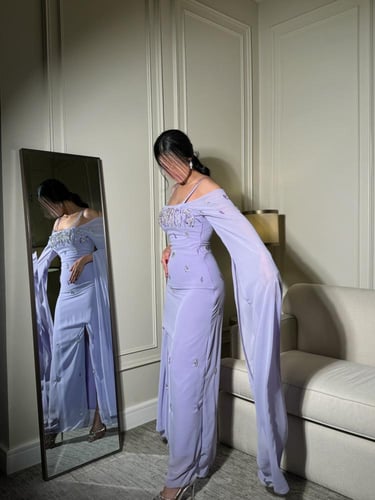 فستان ميلا شيفون وشك يدوي