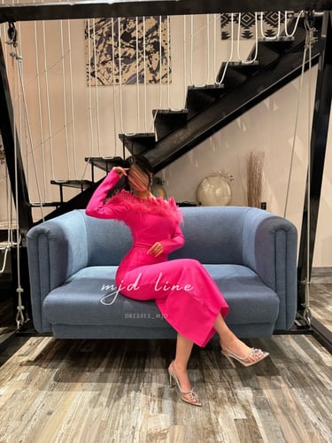 فستان غدير "لونين اسود وفوشي"