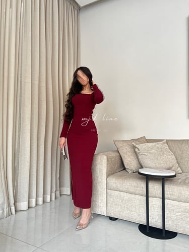 فستان تغريد / الاكمام تطريز شك يدوي