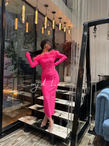 فستان غدير "لونين اسود وفوشي"