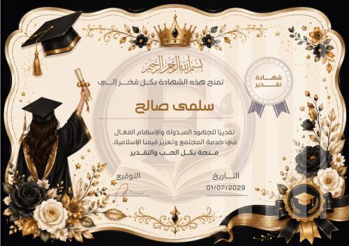 شهادة تخرج قابل للتعديل والكتابه